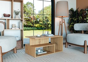 Prostokątna ława dąb artisan do salonu z półką 90/51/43 IVA