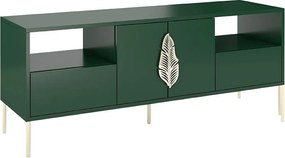 Zielona komoda RTV Skandica MERLIN ze złotymi dodatkami