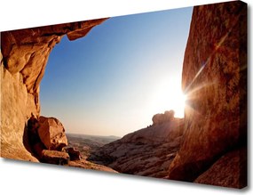 Obraz drukowany na płótnie Słoneczne Skały nad Horyzontem