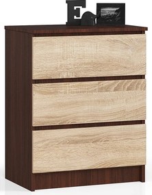 Komoda AKORD K60 Wenge 60 cm 3 szuflady kolor Dąb Sonoma mat 60x40x77 cm