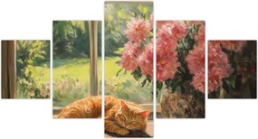 Obraz - Kot na oknie (125x70 cm)
