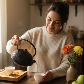 Czajnik żeliwny z zaparzaczem KAMIN, 900 ml