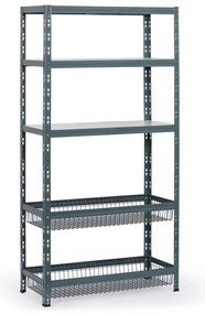 Regał półkowy z koszami, 1790 x 900 x 400 mm, nośność 175 kg, 3 półki + 2 kosze