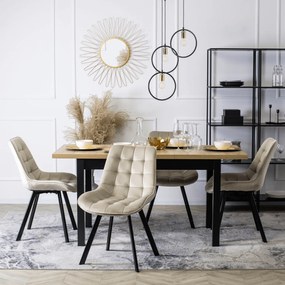 Krzesło Tapicerowane do Salonu RICK Ecru Welurowe Nowoczesne Loft