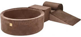 Piankowy Zestaw Do Zabawy Z Suchym Basenem 90x30cm/200 Piłek 7cm, Plac Zabaw Dla Dziecka, 4 Elementy, Welurowy Sztruks, Czekoladowy / Piłki Do Wyboru - Meowbaby®