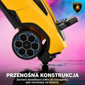 AIYAPLAY Elektryczne auto 12 V z pilotem 2,4 GHz, 2 silniki, LED, muzyka — 101,5 x 49 x 43 cm, żółte