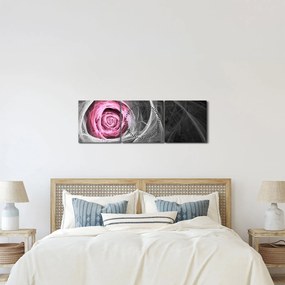 Obraz - Róż abstrakcyjny, fuksja (z zegarem) (90x30 cm)