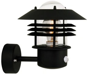 Nordlux -Zewnętrzny kinkiet z czujnikiem VEJERS 1xE27/60W/230V IP54 czarny