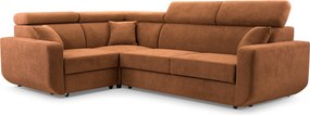 Masseno Narożnik RENO z funkcją spania i pojemnikiem na pościel Narozniki L, Rozkładana sofa - Miedziany, VELO 627