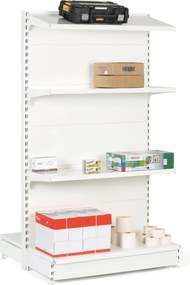Regał sklepowy obustronny, pełne ścianki, 1900 x 1000 x 900 mm, podstawowy, biały
