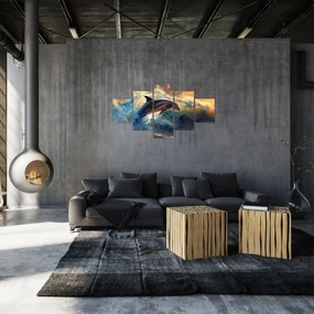 Obraz - Delfin, ilustracje (125x70 cm)