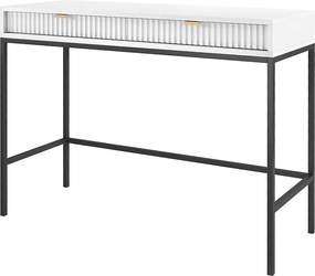 Toaletka: 2 szuflady, biała, stelaż czarny, 104 x 78 x 50 cm, uchwyty złote