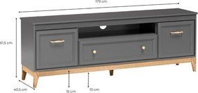 Szafka RTV stojąca SUOLO 179 cm do Salonu pod Telewizor z 1 Szufladą - Szary