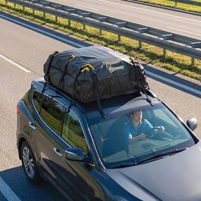 Outsunny Torba dachowa samochodowa 595 l składana wodoszczelna z matą antypoślizgową 10 wytrzymałych pasów 6 haków drzwiowych | Aosom PL