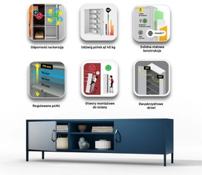 Szafka RTV długa XL granatowa ROSARIA 1700 x 400 x 500