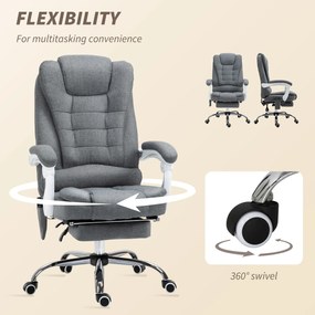 Vinsetto Fotel biurowy ergonomiczny z masażem 6 punktów wibracyjnych obrotowy 360 stopni szary | Aosom PL