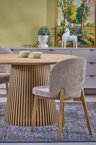 Stół Okrągły do jadalni rozkładany MDF kolor naturalny 120-210/120/77 cm FARGO