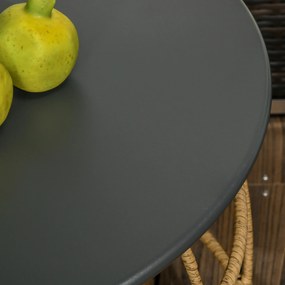 Outsunny Zestaw 2 Stolików Ogrodowych Boho Składane Odporność na Warunki Atmosferyczne Naturalny Ciemnoszary | Aosom PL