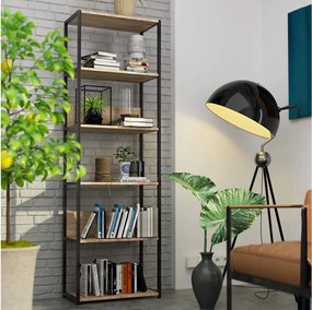 Regał industrialny AKORD metalowy Czarny Dąb Sonoma 60x32x192 cm