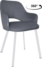 Krzesło Milano tkanina Welur noga metalowa : Kolor nogi - Biały profil, Kolor tkaniny - VELVET - BL14, Typ siedziska - Siedzisko obrotowe 360°