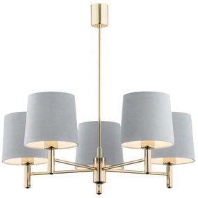 Argon 2085 - Lampa sufitowa PONTE 5xE27/15W/230V mosiądz/niebieska