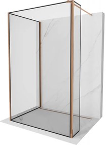 Mexen Kioto ścianka prysznicowa Walk-in 140 x 100 x 30 cm, czarny wzór, różowe złoto - 800-140-100-221-60-70-030