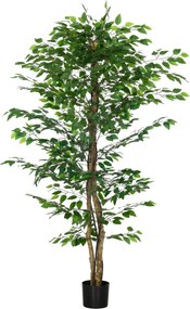HOMCOM Sztuczny Ficus, realistyczny, łatwy w pielęgnacji, w komplecie z doniczką, wysokość 180 cm, Zielony
