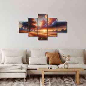 Obraz – Zachód słońca na polu (125x70 cm)
