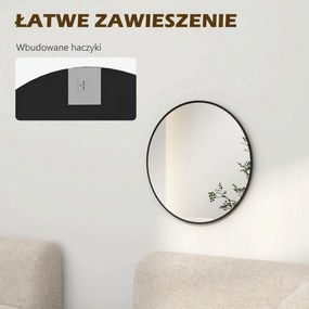 HOMCOM Lustro ścienne okrągłe nowoczesne czarne dekoracyjne do salonu przedpokoju sypialni 61 cm | Aosom PL