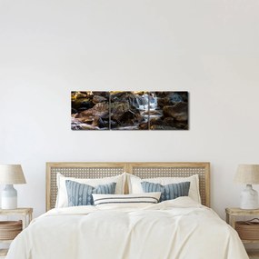 Obraz skalistego strumienia (z zegarem) (90x30 cm)