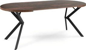 Stół Okrągły Rozkładany LUGO 90-190 cm Dąb Rustykalny/Czarny Loft
