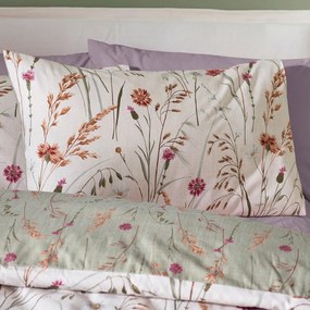 Zielono-brązowa flanelowa pościel dwuosobowa 230x220 cm Grasmere Floral – Catherine Lansfield