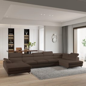 Masseno Narożnik MONTIVA z funkcją spania i pojemnikiem na pościel Narozniki U, Rozkładana sofa - Brązowy, QUELLE 25