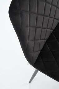 Czarne welurowe krzesło z oparciem na czarnych nogach K525
