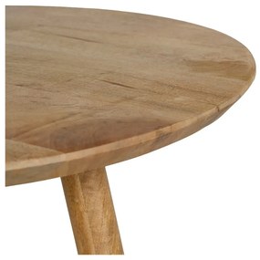 Okrągły stolik z litego drewna mango w naturalnym kolorze ø 60 cm Mao – Ixia