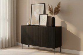 Komoda Nicole 150 cm z szufladami i półkami - czarny mat / czarne nóżki