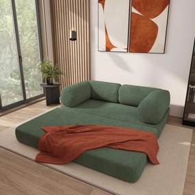 Masseno Sofa piankowa EIREN z funkcją spania, Kanapa z pianki do salonu, Bezmontażowa, Tkanina bucle – Zielony QUELLE 37