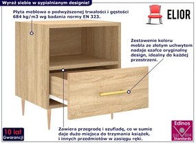 Szafka nocna na metalowych nóżkach dąb sonoma - Etelli