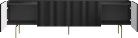 Szafka RTV Malmi 200 cm - czarny mat / złote nóżki
