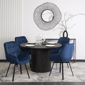 Krzesło Tapicerowane Obrotowe do Salonu LUNA Granatowe Welurowe Nowoczesne Loft