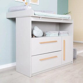 Jasnoszara komoda dziecięca z przewijakiem 107x98x75 cm Lea – Roba
