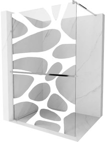Mexen Kioto+ ścianka prysznicowa z półką Walk-in 70 x 200 cm, biały wzór, chrom - 800-070-121-01-97