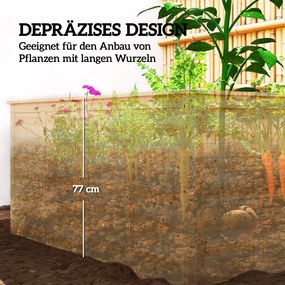 Outsunny Podwyższona drewniana grządka 152 x 77 x 77 cm Głęboka na zioła z otwartym dnem i prętami wzmacniającymi | Aosom PL