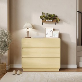 HOMCOM 100 cm Sideboard, kredens z 6 szufladami, komoda do kuchni, salonu, jadalni, drewno naturalne