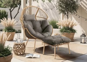 Grayson — elegancki fotel ogrodowy wypoczynkowy z podnóżkiem, nowoczesny design, komfortowe poduszki