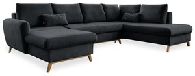 Ciemnoszara rozkładana sofa w kształcie litery "U" Miuform Scandic Lagom, prawostronna