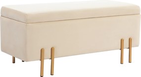 HOMCOM Ławka tapicerowana z miejscem do przechowywania, Skrzynia, Pianka, Metal, Drewno kauczukowe, 100 x 40 x 42 cm, Beżowy