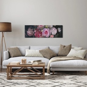 Obraz - Kwiaty ogrodowe (z zegarem) (90x30 cm)