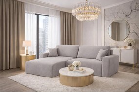 Narożnik z funkcją spania i pojemnikiem Ariel XL, tkanina welurowa Salvador, Szary, Lewy