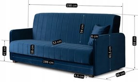 Granatowa elegancka sofa welurowa A7-N48